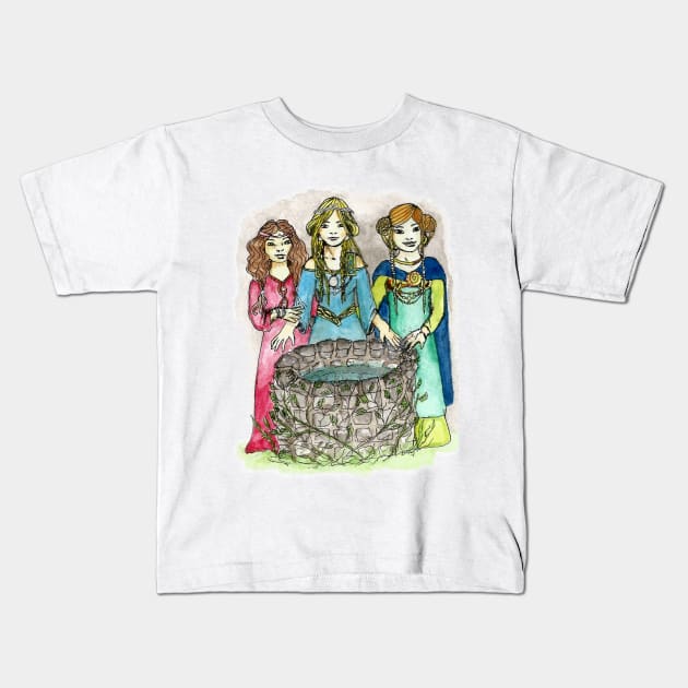 Urd, Verdande and Skuld Kids T-Shirt by Freja